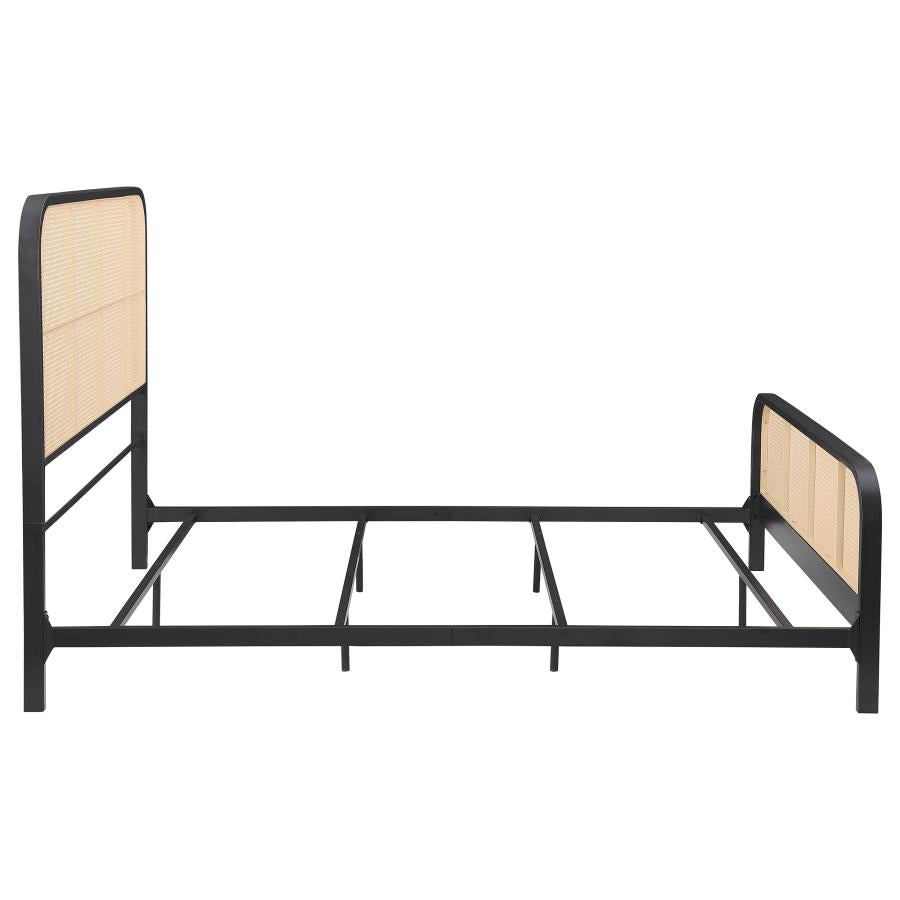 Lanewood Open Cane Webbing Metal Queen Bed Black - 360250Q