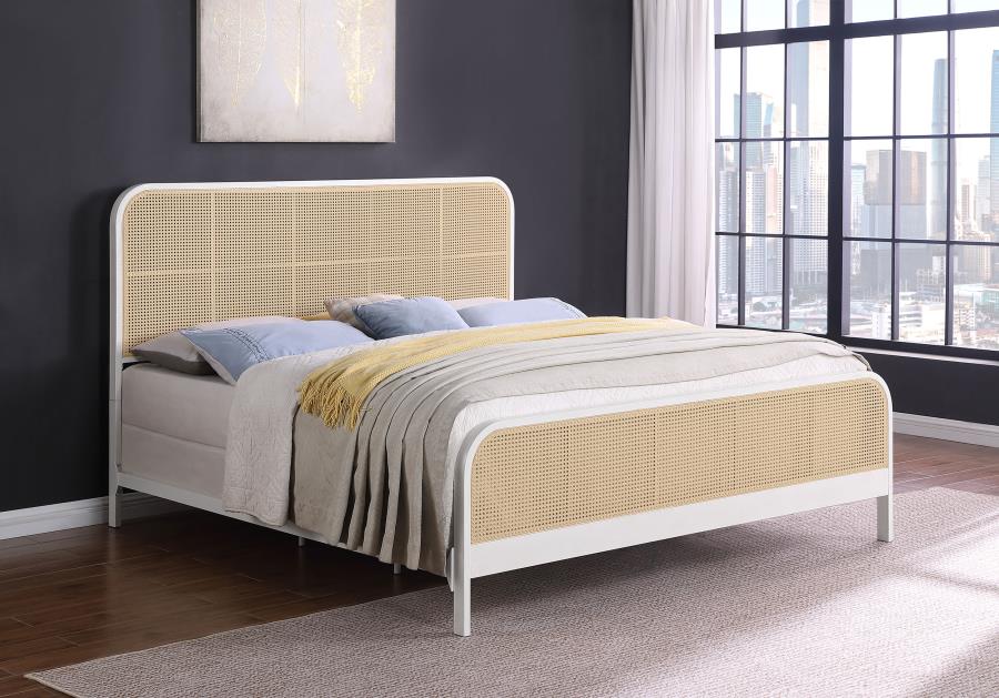 Lanewood Open Cane Webbing Metal Eastern King Bed White - 360251KE