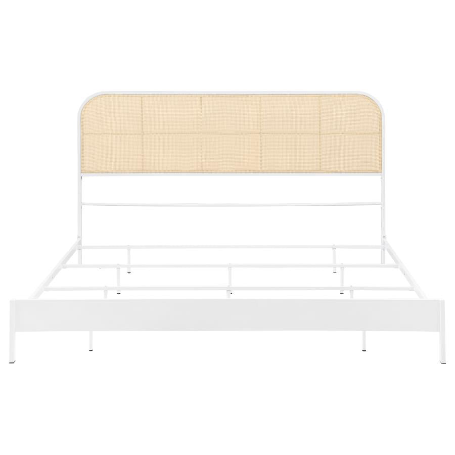 Amherst Radio Weave Rattan Metal Eastern King Bed White - 360301KE