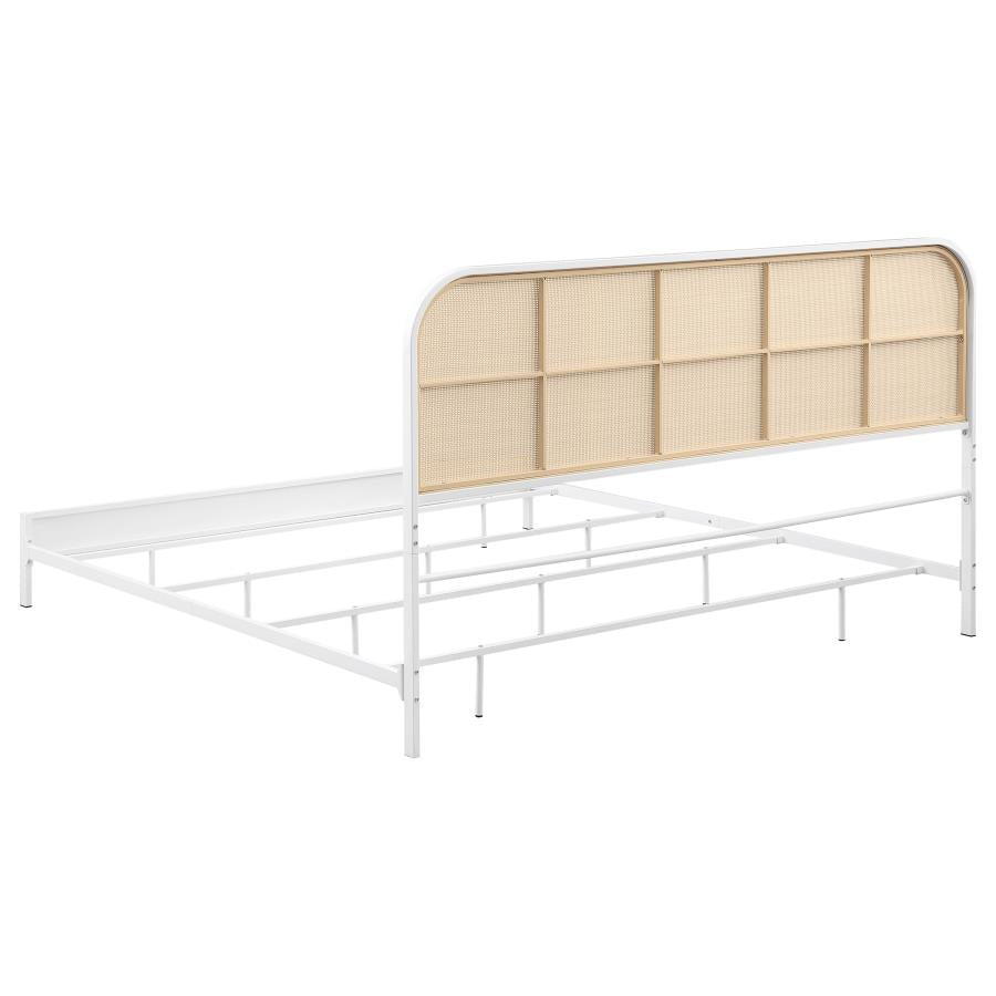 Amherst Radio Weave Rattan Metal Eastern King Bed White - 360301KE