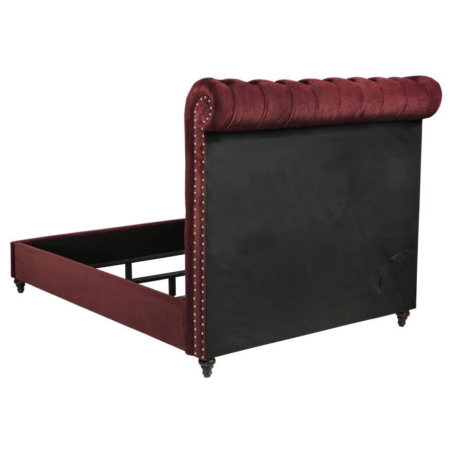 Devon 5-piece Full Bedroom Set Wine Red and Dark Oak - 360341F-S5