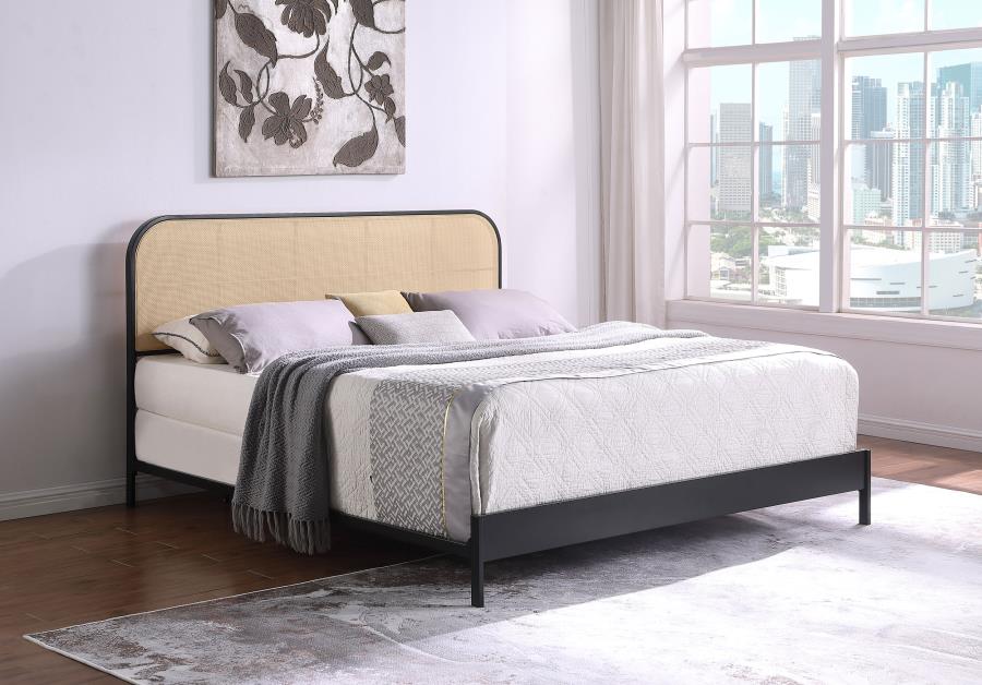 Amherst Radio Weave Rattan Metal Eastern King Bed Black - 360351KE