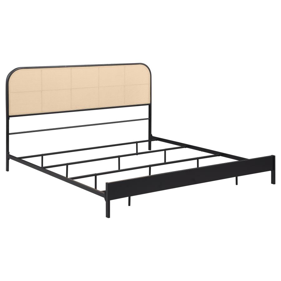 Amherst Radio Weave Rattan Metal Eastern King Bed Black - 360351KE