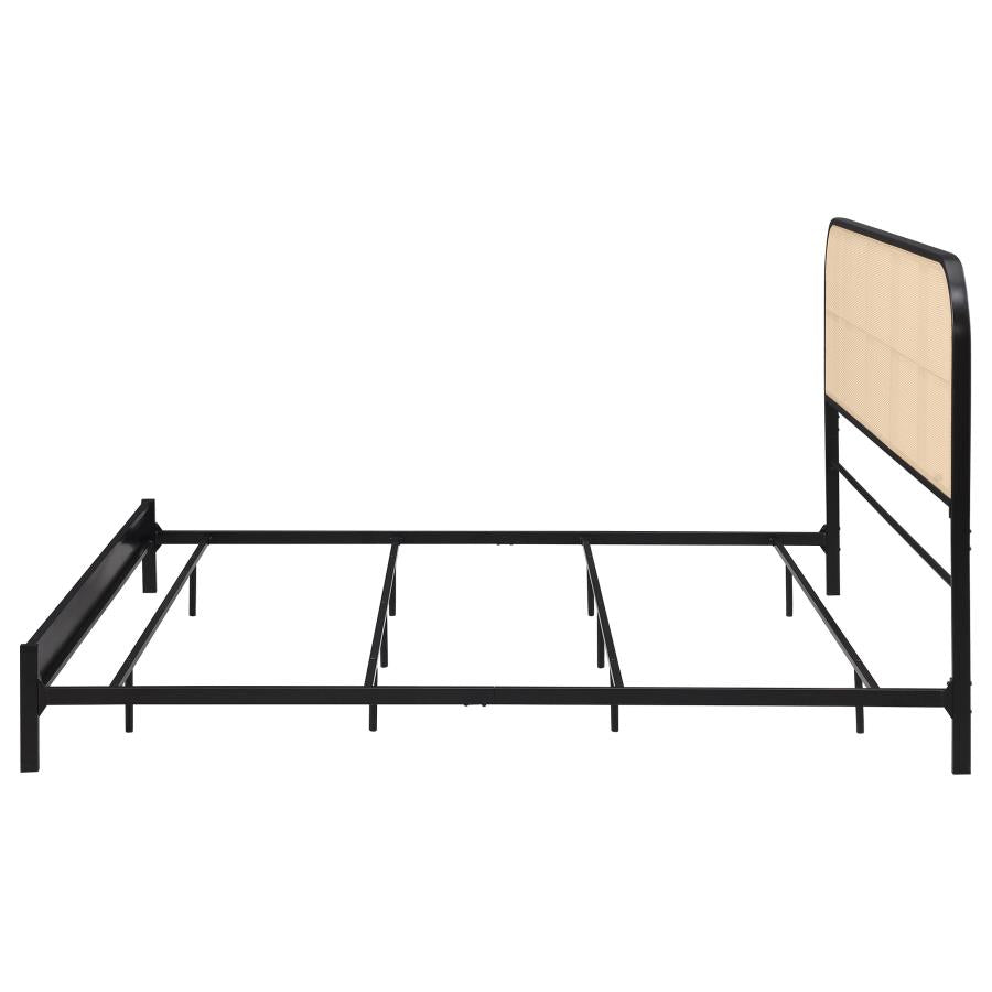 Amherst Radio Weave Rattan Metal Eastern King Bed Black - 360351KE