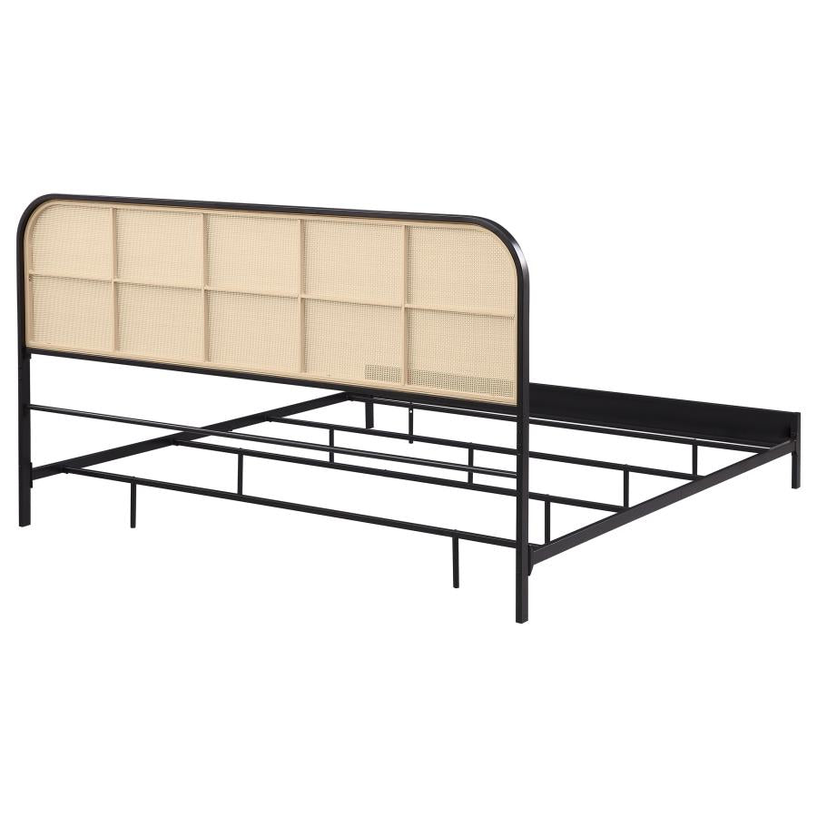 Amherst Radio Weave Rattan Metal Eastern King Bed Black - 360351KE