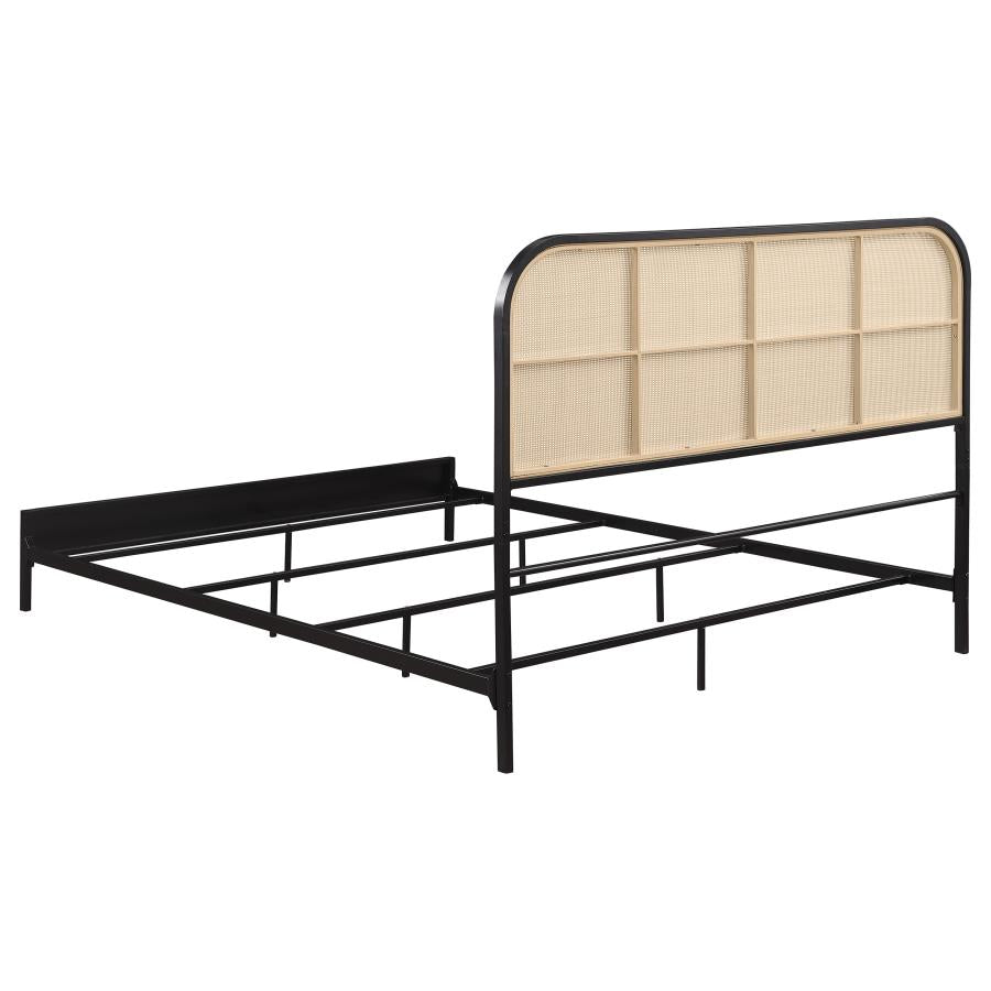 Amherst Radio Weave Rattan Metal Queen Bed Black - 360351Q