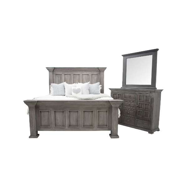 Chalet Terra Queen Panel Bed Dresser & Mirror - 3721QHPT+3721QFPT+3721QRT+3722MT+3700DT
