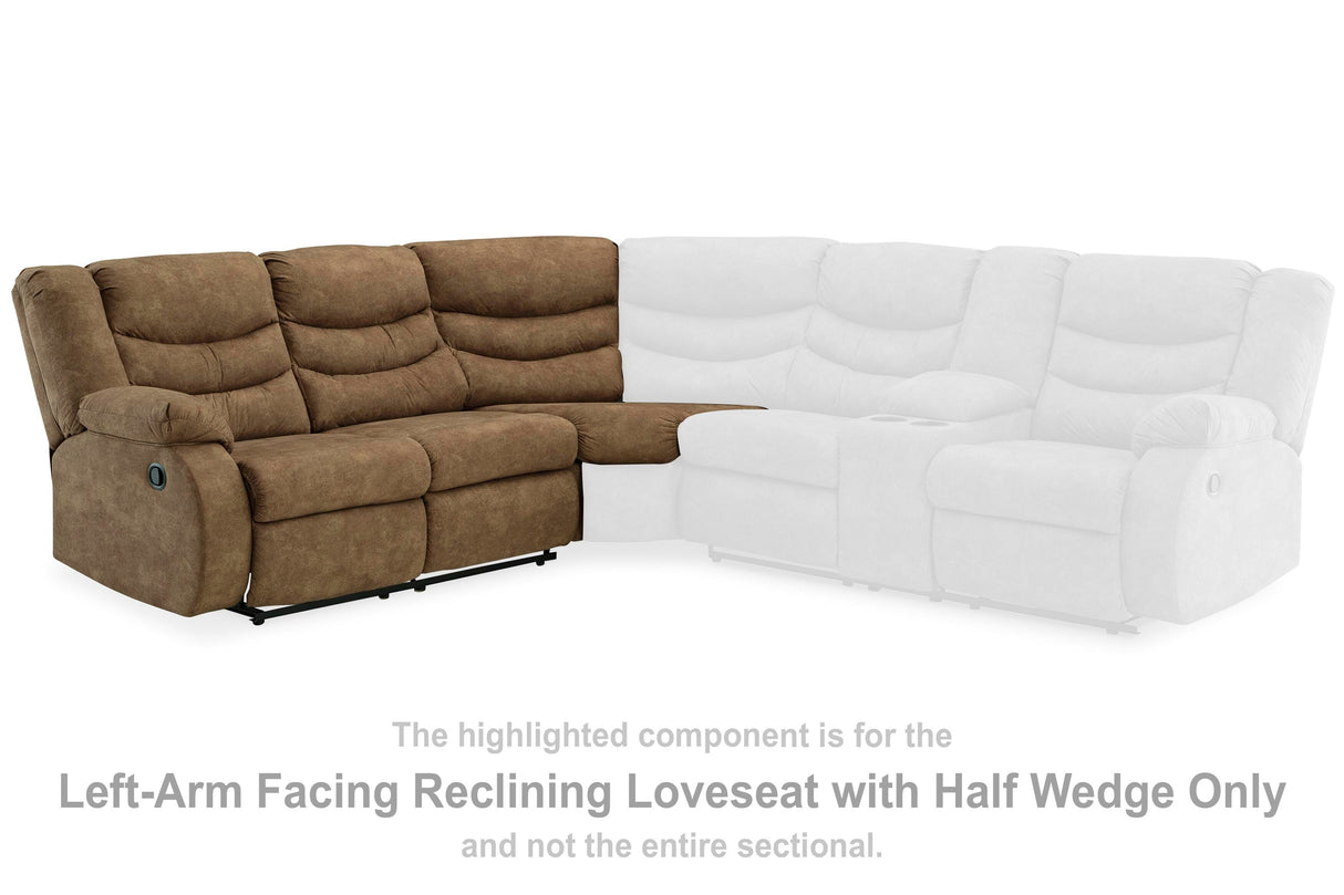 Partymate Left-Arm Facing Reclining Loveseat with Half Wedge - 3690248