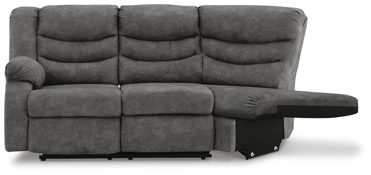 Partymate Left-Arm Facing Reclining Loveseat with Half Wedge - 3690348