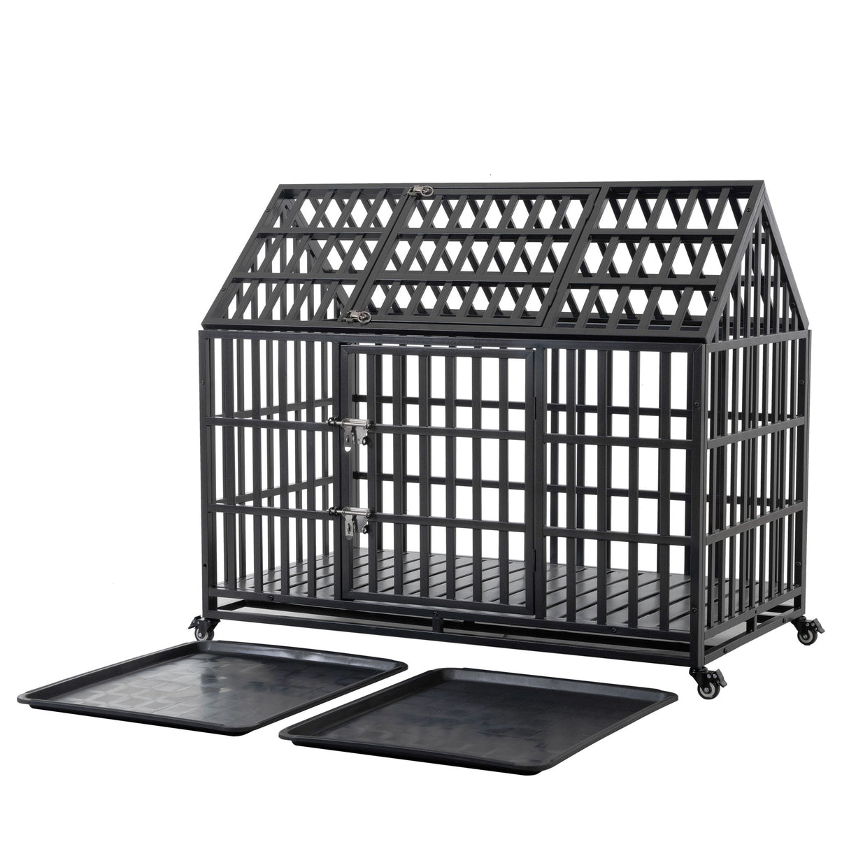 Heavy Duty Dog Crate Lockable Wheels