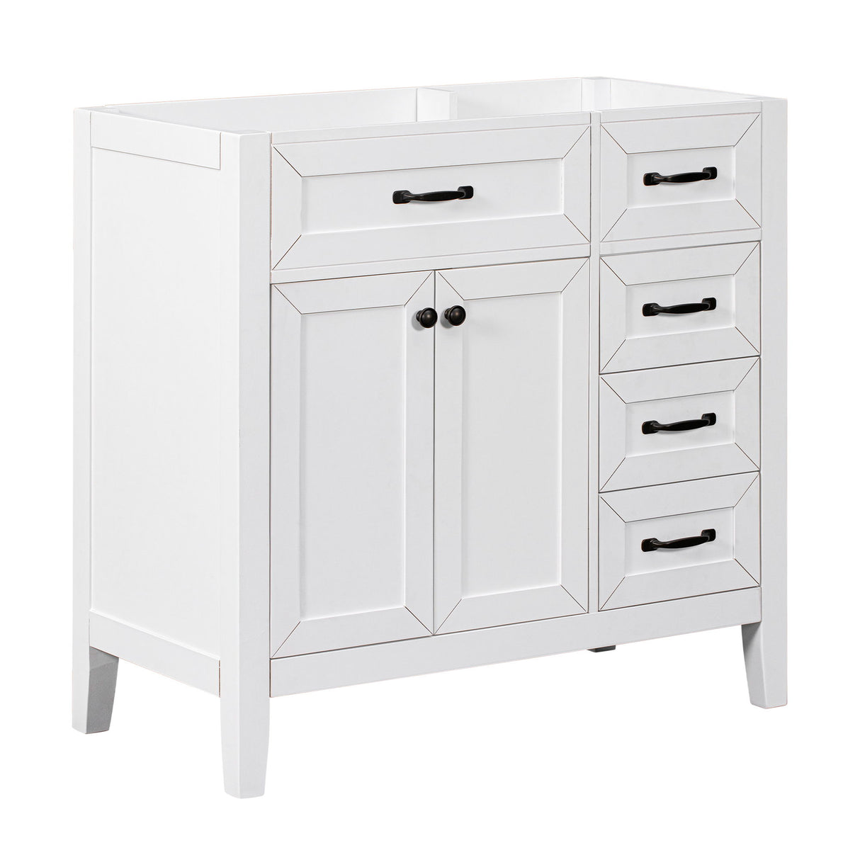 Modern Bathroom Vanity Base Only, 2 Doors And 3 Drawers