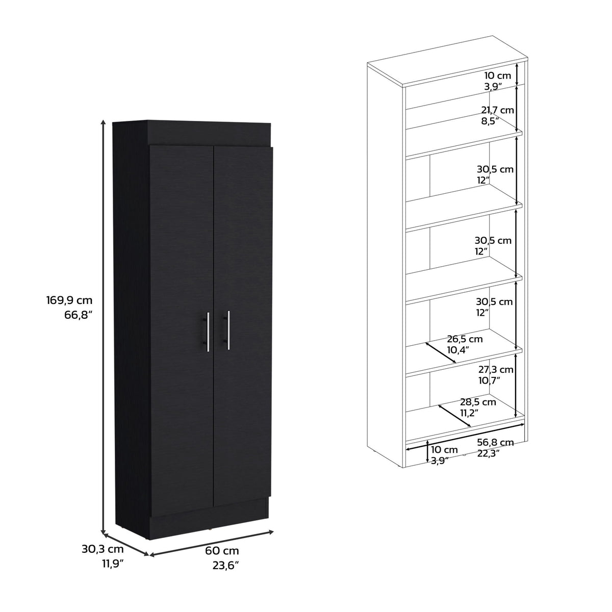 Clinton - Pantry Cabinet Kitchen Storage - Black
