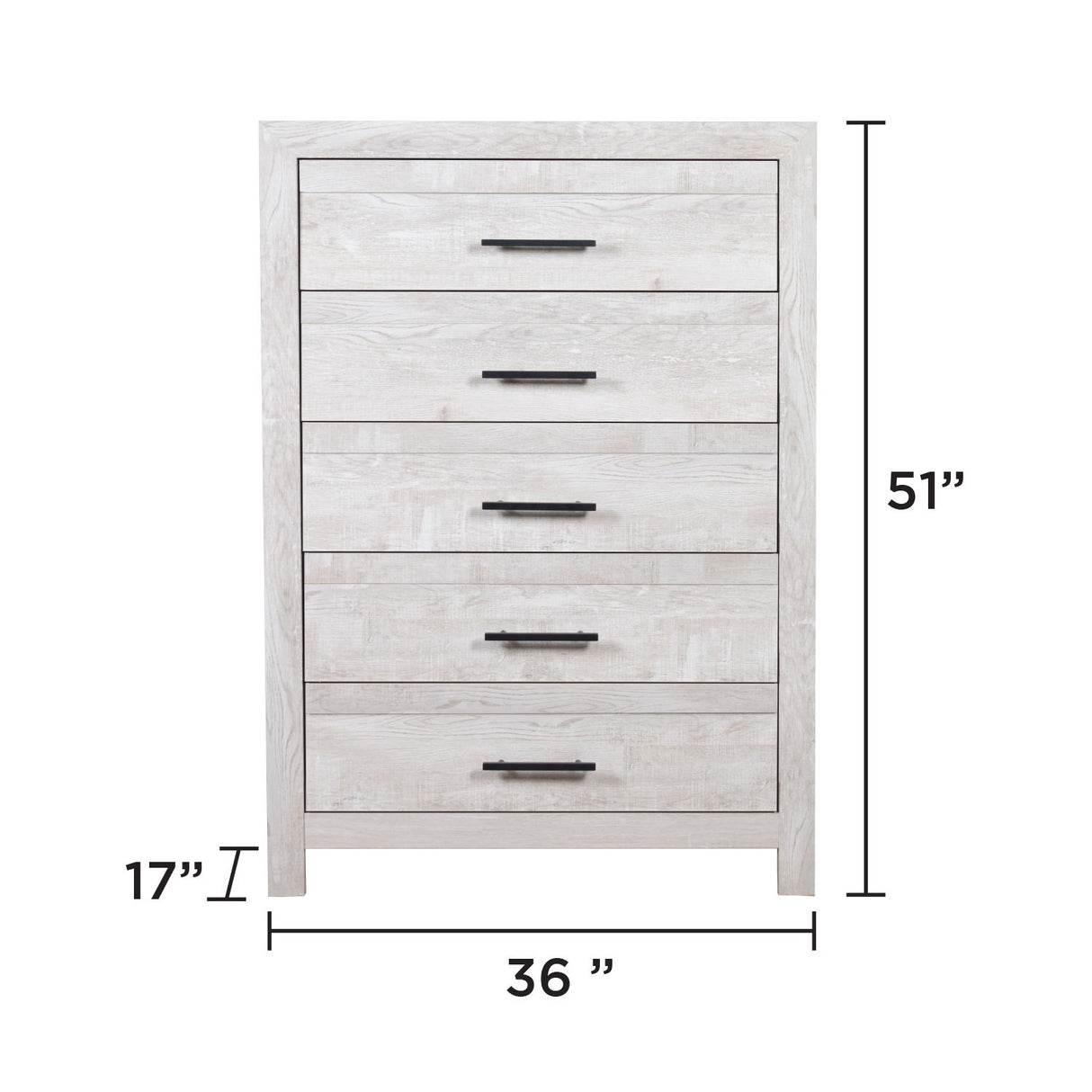 Modern Style 5 Drawer Chest In Natural Rustic Wood With Clean Lines And Spacious Storage