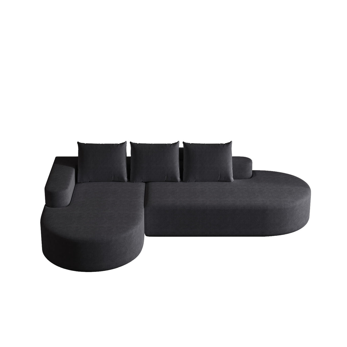 Modern Curved Sofa, L-Shaped Modular Sectional Set With 3 Pillows