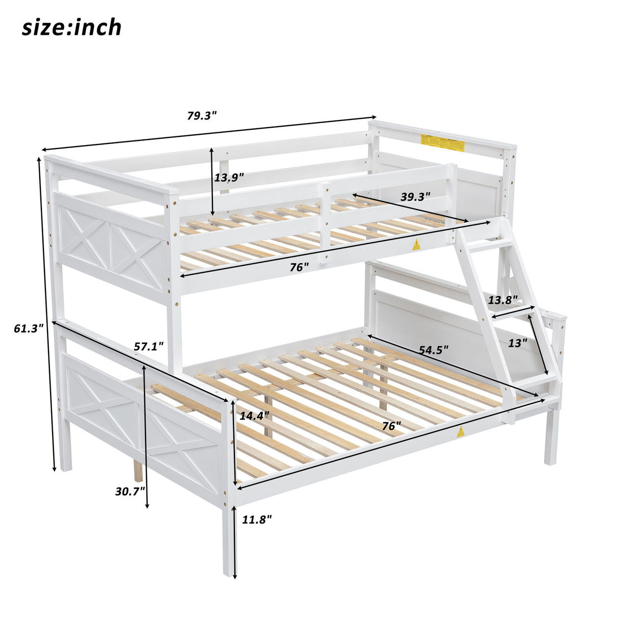 Bunk Bed With Ladder And Safety Guardrail