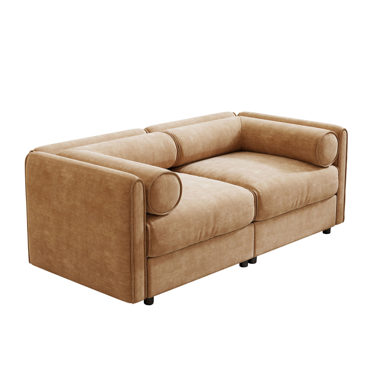 Stylish Sofa With Storage Seat And Cylindrical Backrest