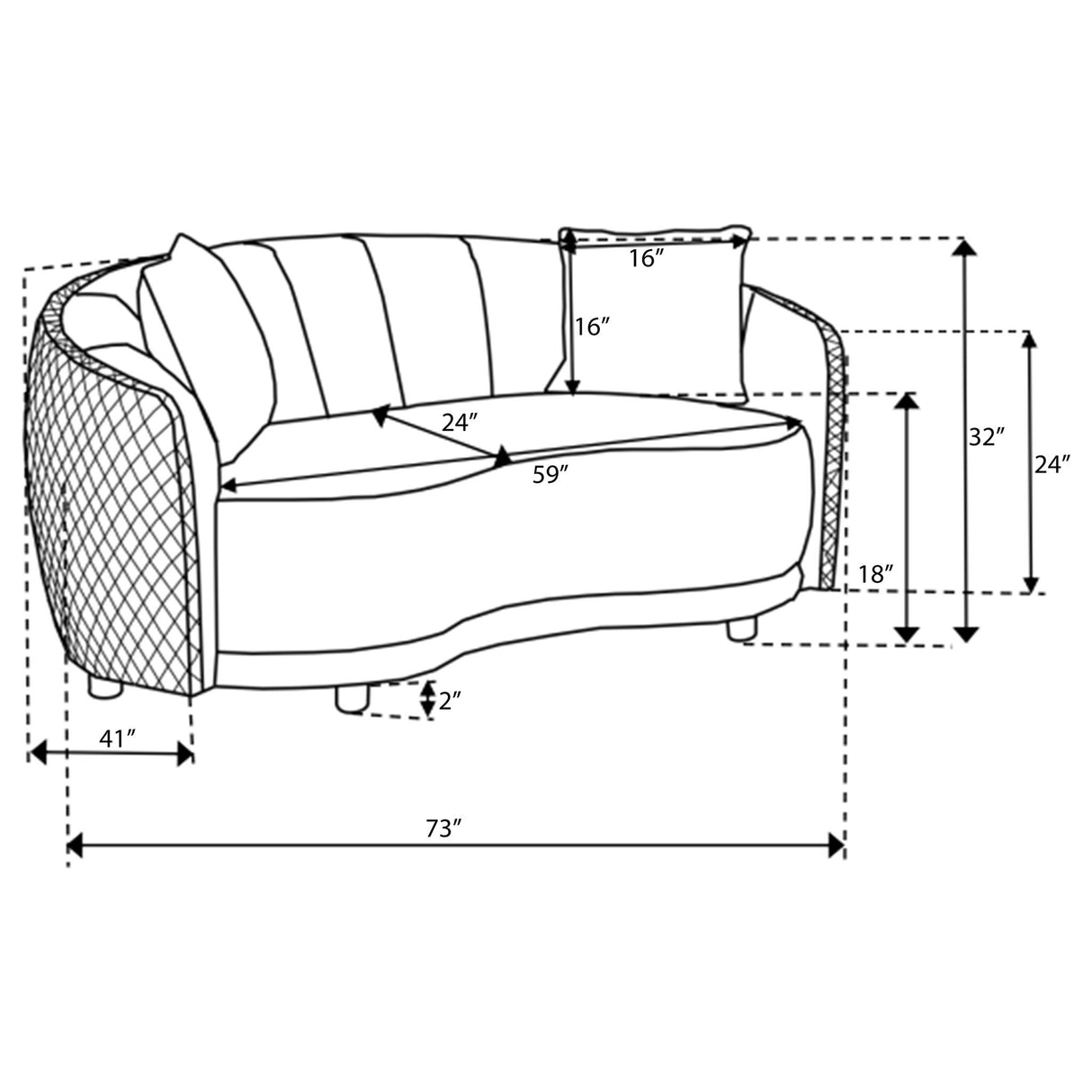 Lorraine - Upholstered Curved Loveseat - Dark Gray