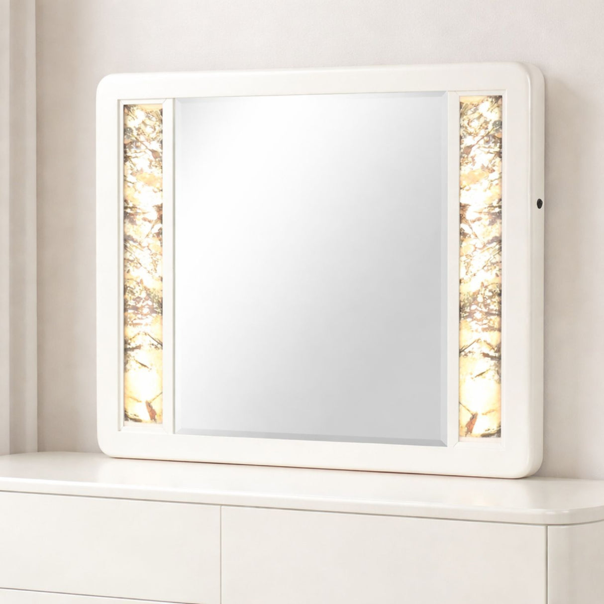 La Pierre - Rectangular Mirror & LED Lighting Panels - Beige