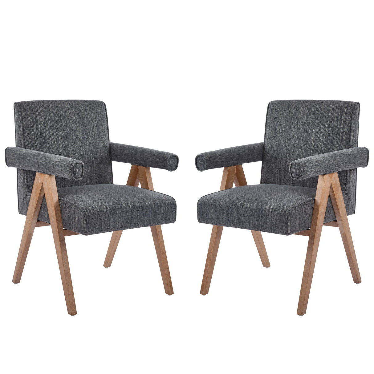 Contemporary Poppy Fabric Dining Armchair With Rubberwood Legs