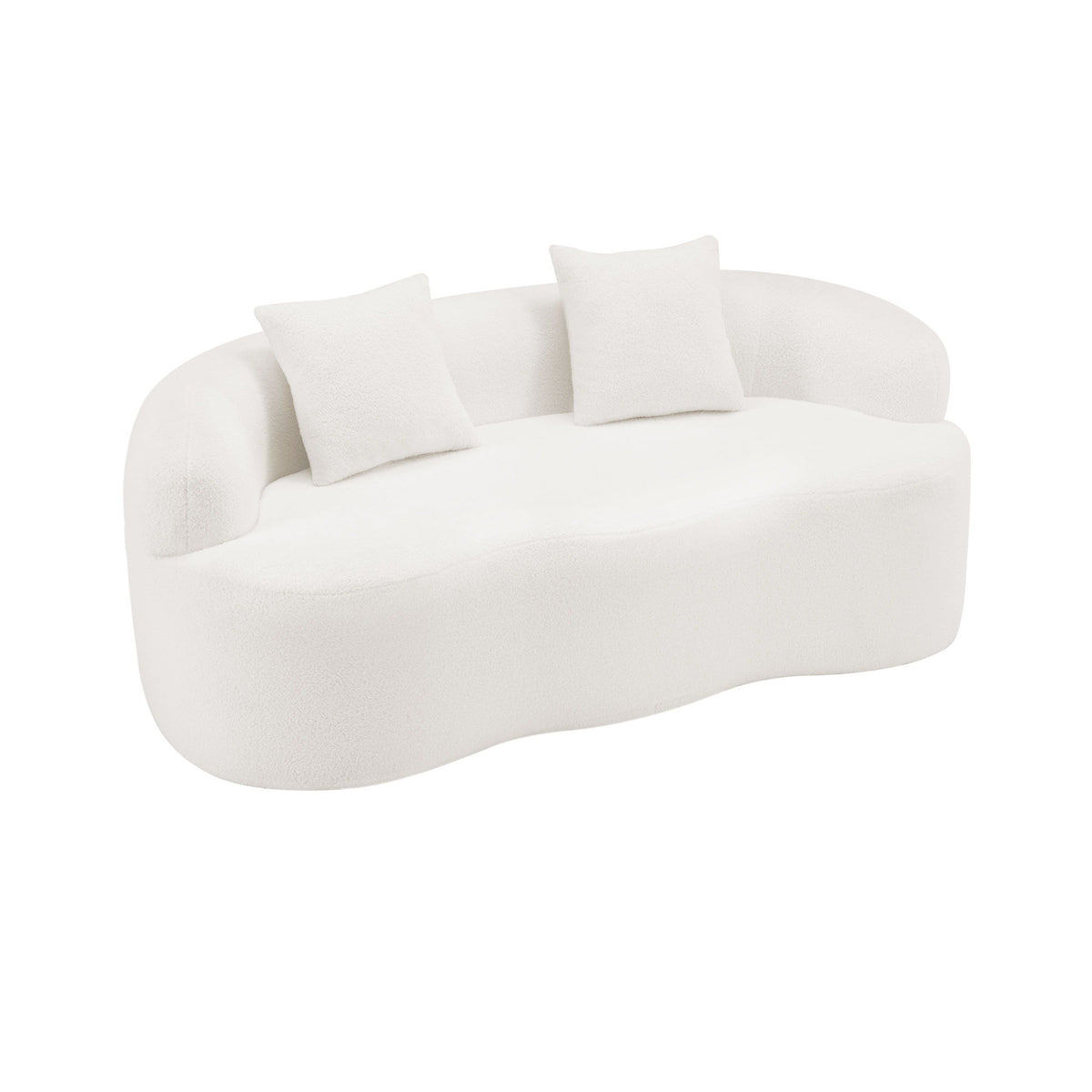 Curved Loveseat Sofa With Round Armrest