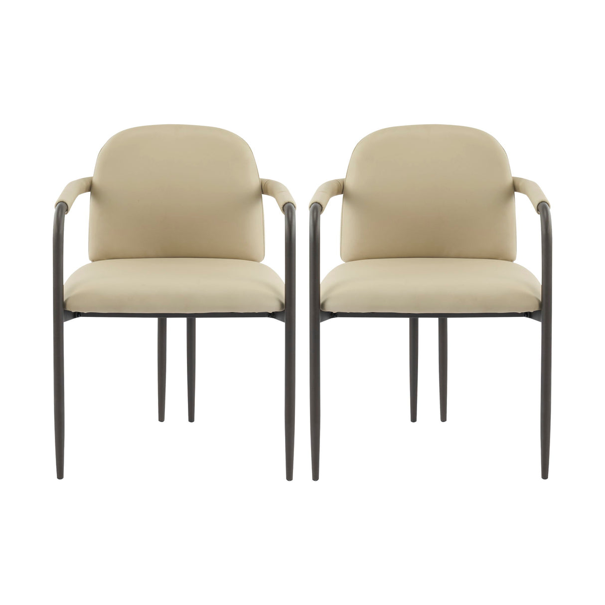Modern Dining Chair (Set of 2) With Iron Frame - Espresso / Khaki