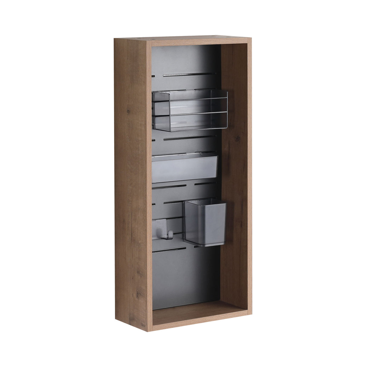 Wall Mounted Storage Cabinet With 4 Diy Accessories - Imitative Oak