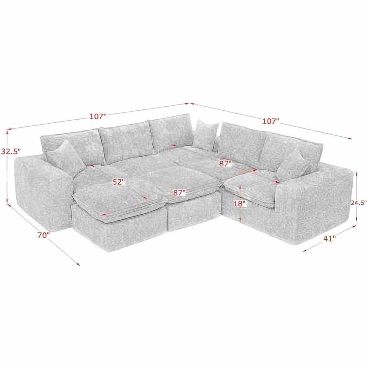 Sectional Sofa With Moveable Ottoman