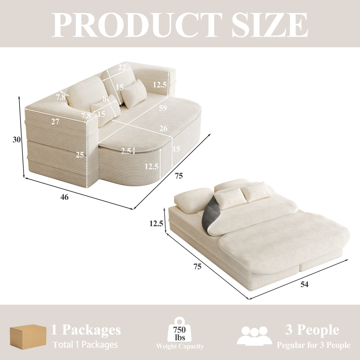 2 In 1 Foldable Sofa Bed With Multi Functional Blanket