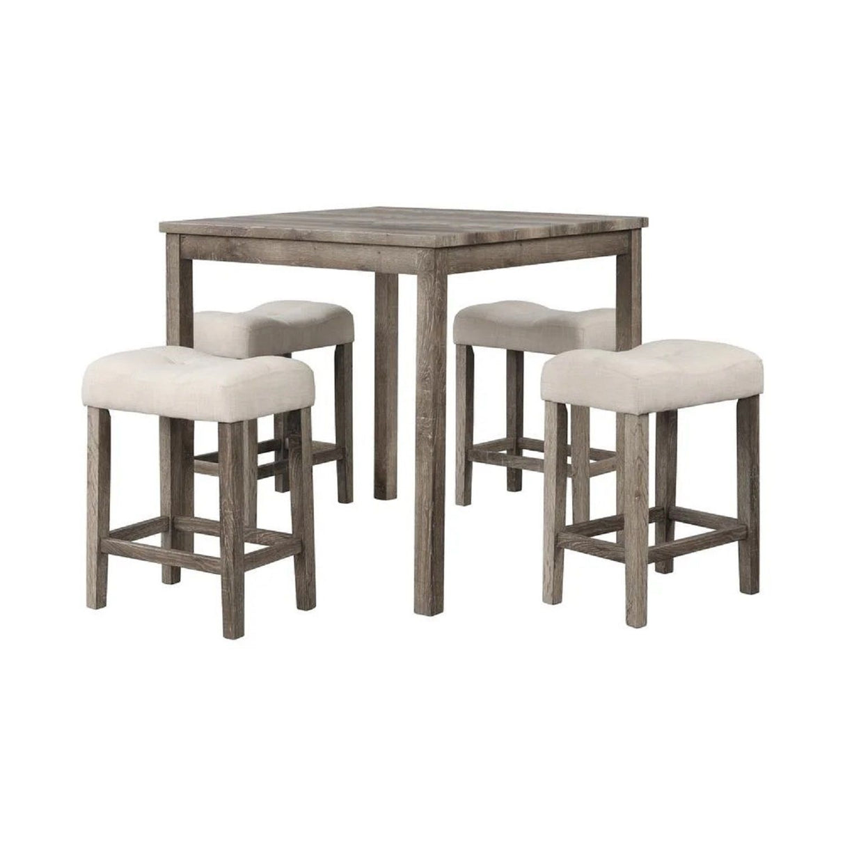 Transitional Counter Dining Set With 4 Tufted Stools
