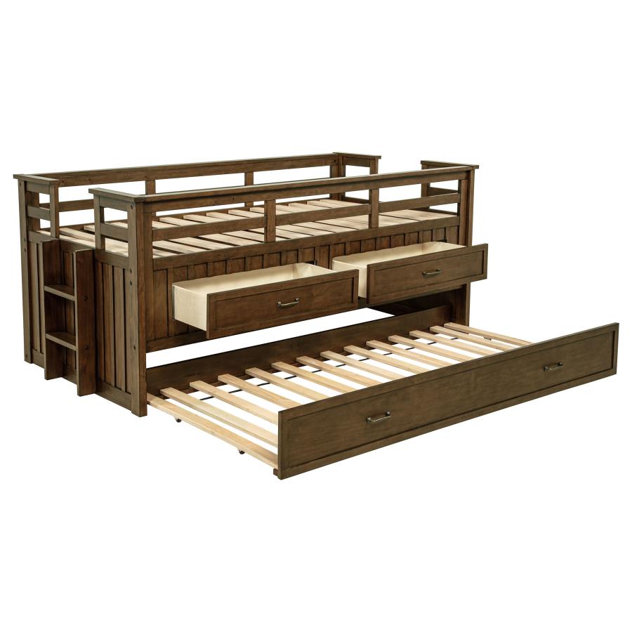 Carlsbad Wood Twin Captains Bed With Trundle Medium Brown - 400716T