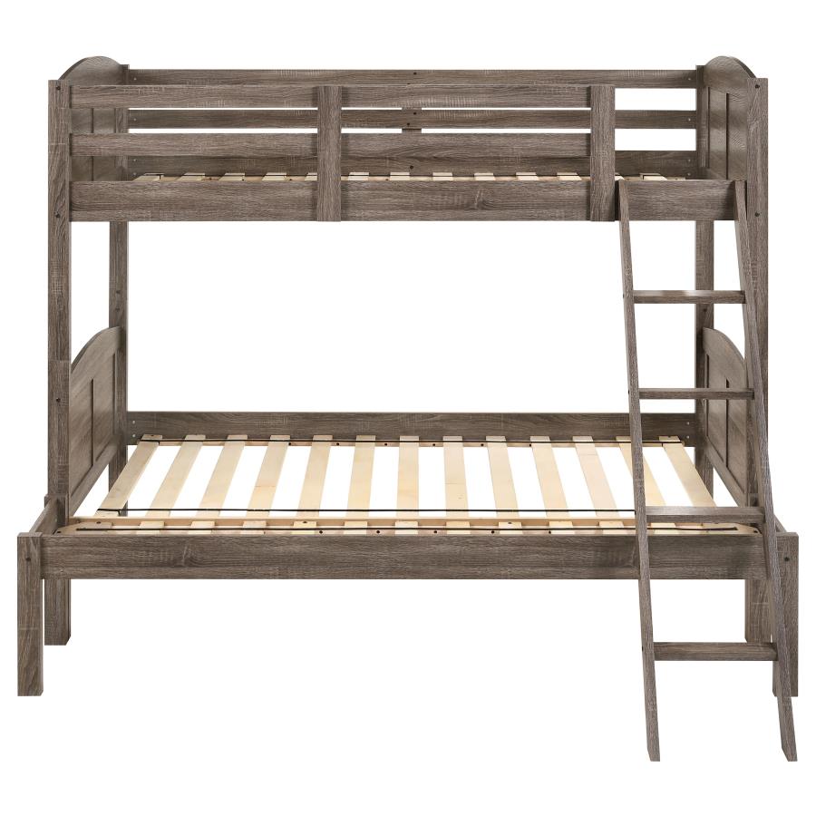 Flynn Wood Twin Over Full Bunk Bed Weathered Brown - 400809
