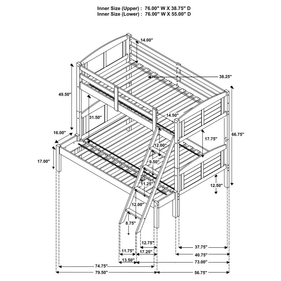 Flynn Wood Twin Over Full Bunk Bed Weathered Brown - 400809