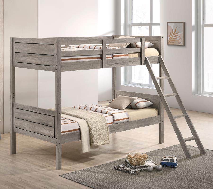 Ryder Wood Twin Over Twin Bunk Bed Weathered Taupe - 400818