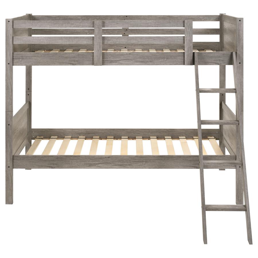 Ryder Wood Twin Over Twin Bunk Bed Weathered Taupe - 400818