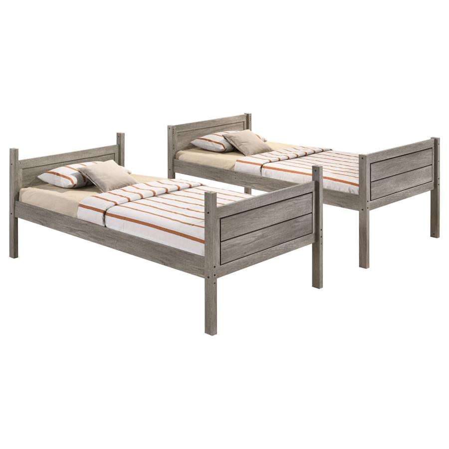 Ryder Wood Twin Over Twin Bunk Bed Weathered Taupe - 400818