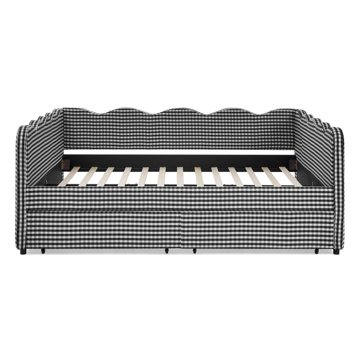 Gingham Daybed & USB Charging Port, Wave Shaped Design