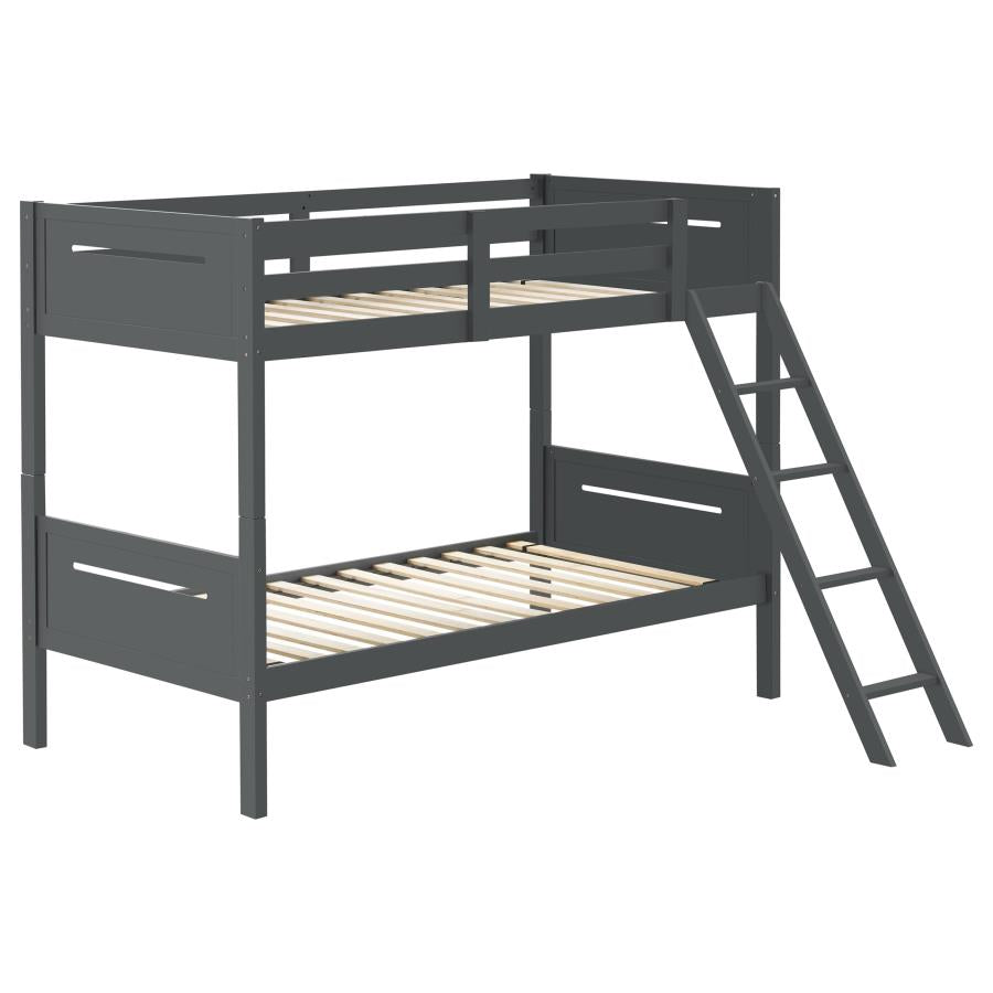 Littleton Wood Twin Over Twin Bunk Bed Grey - 405051GRY
