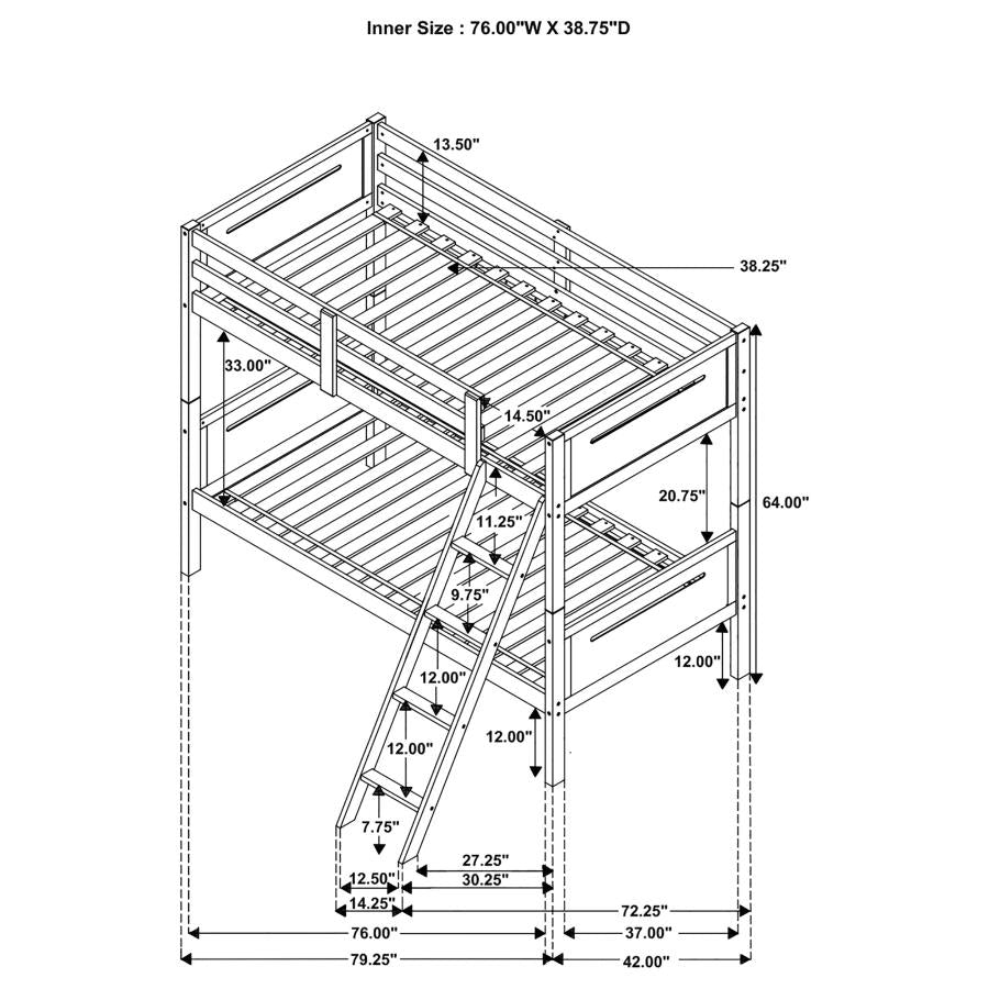 Littleton Wood Twin Over Twin Bunk Bed White - 405051WHT