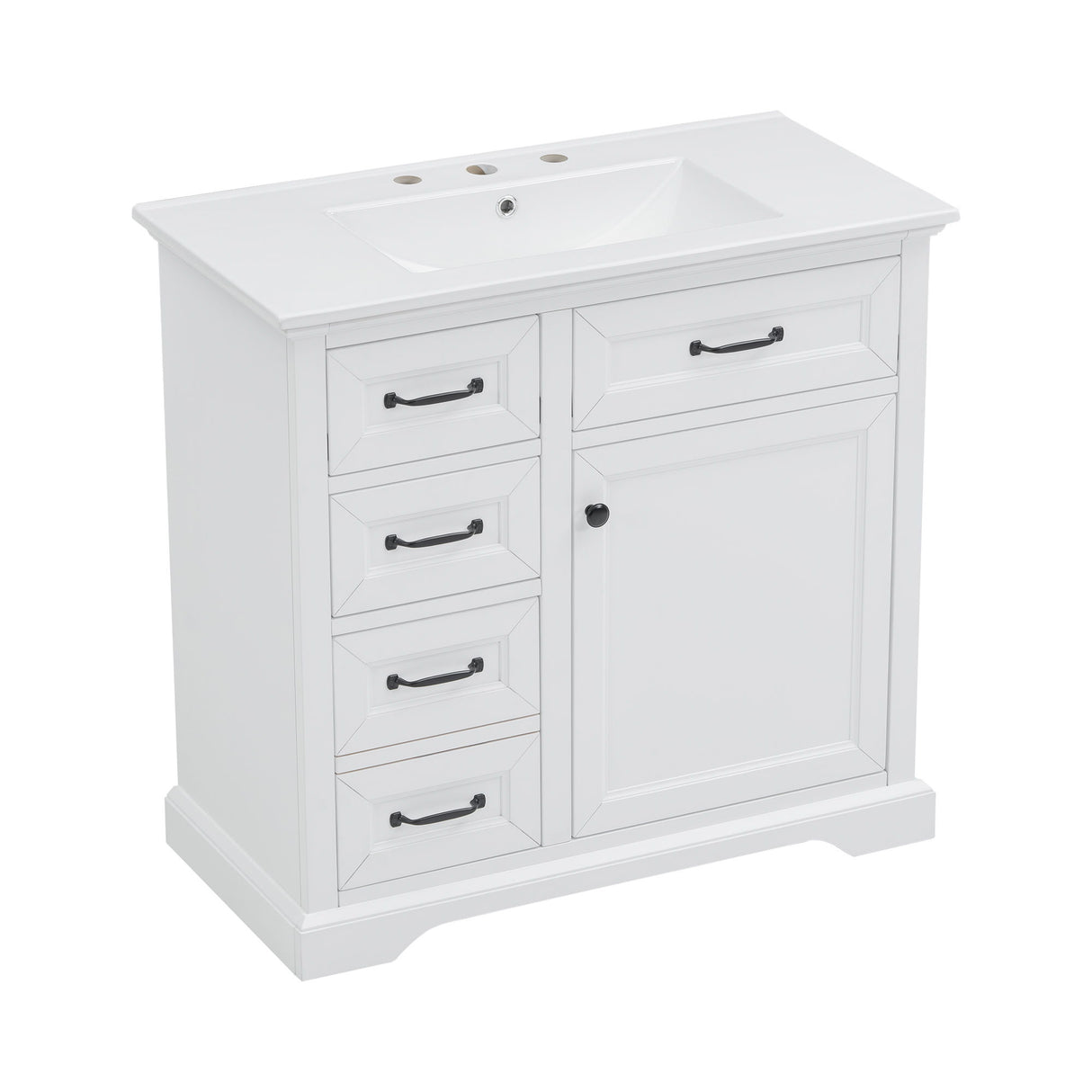 Modern Bathroom Vanity With Sink Top, 4 Drawers And 1 Soft-Close Door