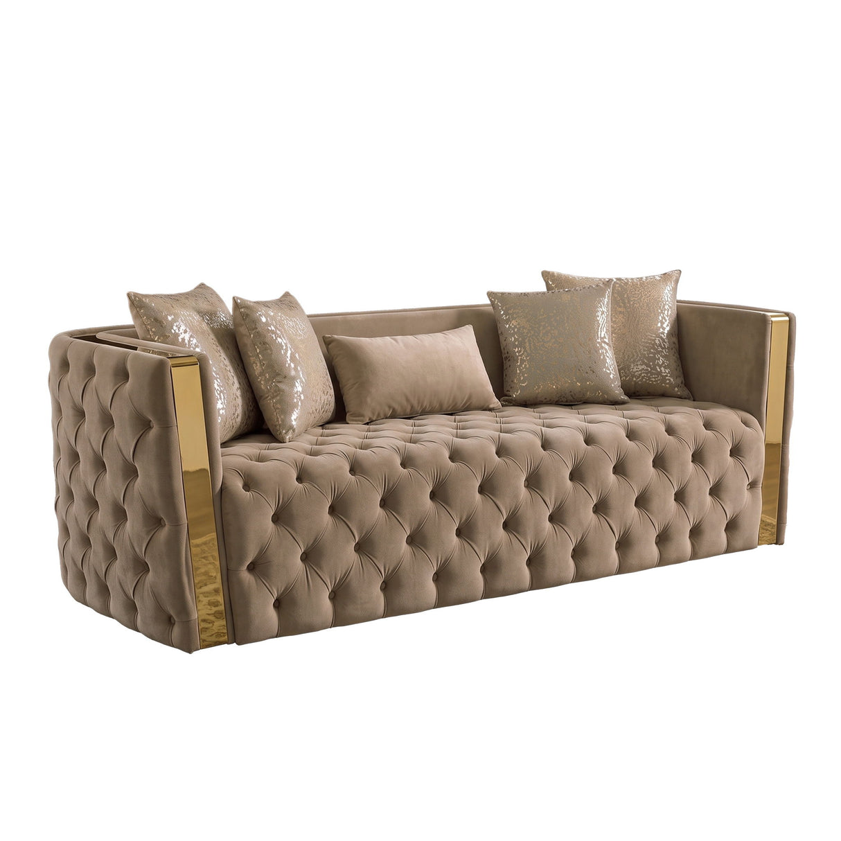 Naomi - Button Tufted Sofa - Taupe