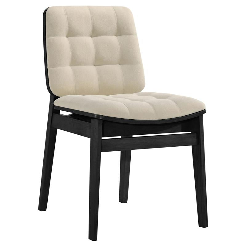 Redbridge Velvet Upholstered Side Chair Cream and Black (Set of 2) - 193952BLK