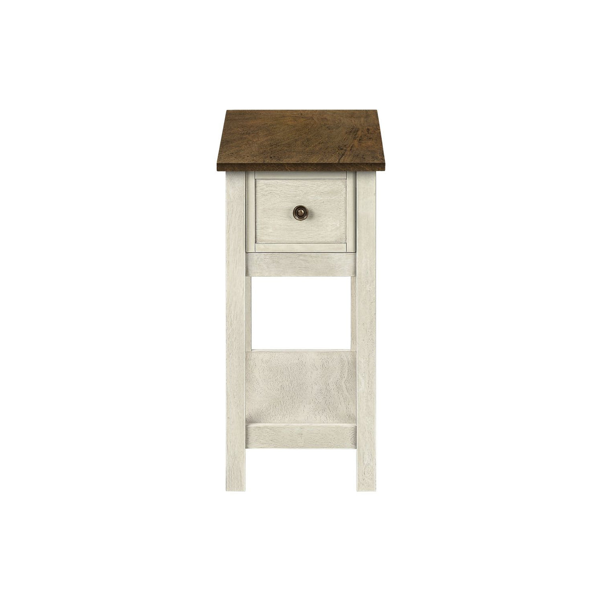 Accent End Table, 2 Tier, Narrow, Lamp, Storage Drawer, Charming Design