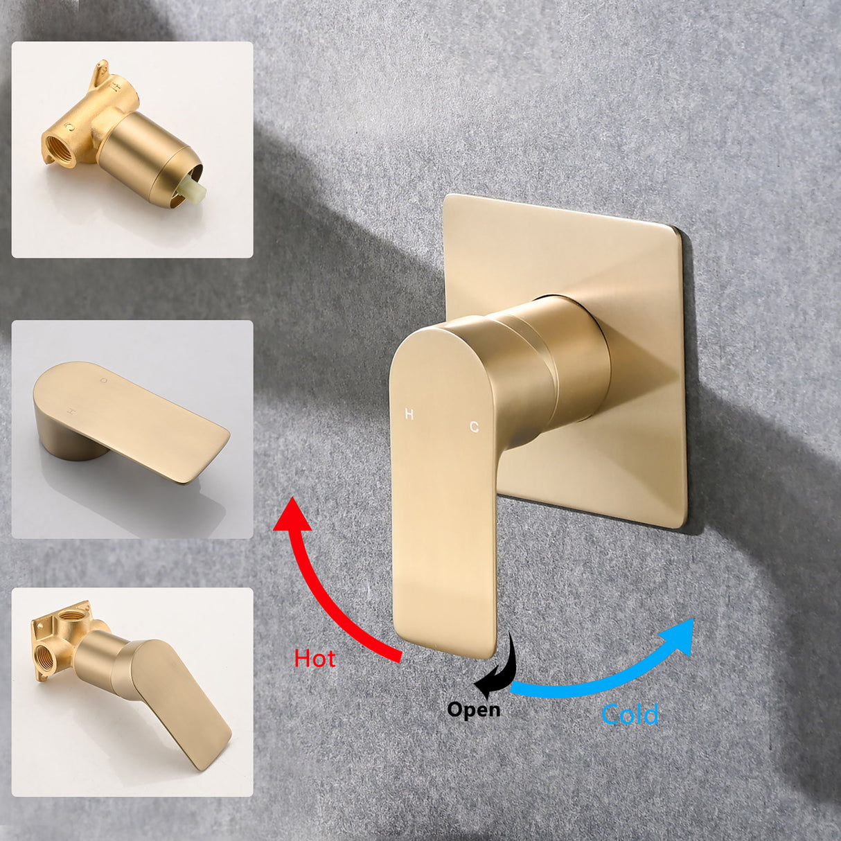 Modern Wall Mount Waterfall Bathtub Faucet With Easy Single Handle Control Stainless Steel - Brushed Gold