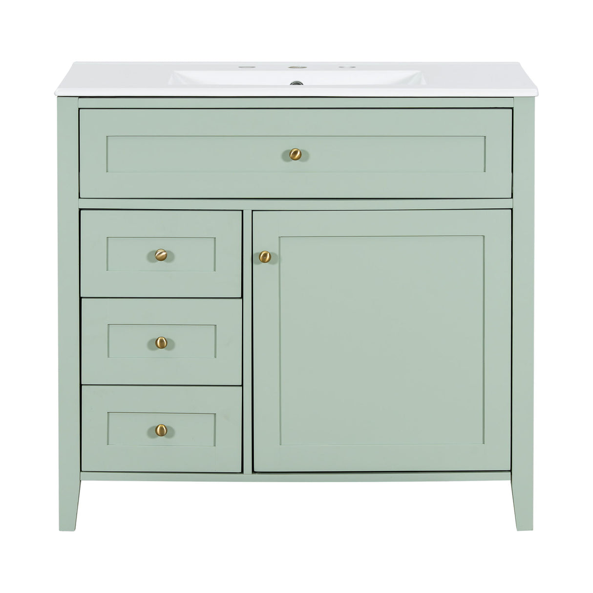 Bathroom Vanity With Sink, 3 Drawers & Cabinet With Adjustable Shelves