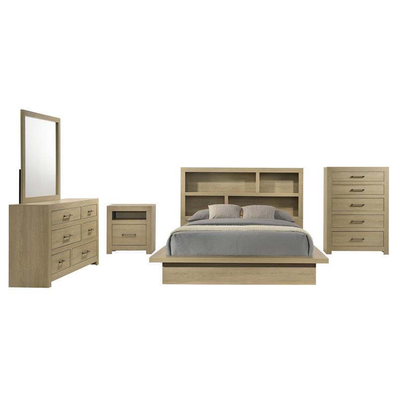 Hendricks Eastern King Bookcase Headboard Platform Bed Light Oak - 222650KE