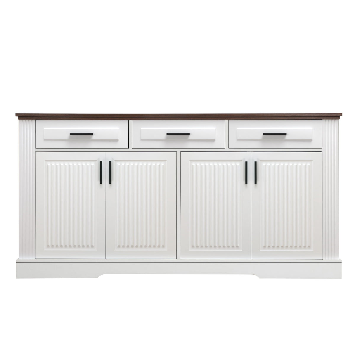 Fluted Sideboard Buffet Cabinet With 4 Doors And 3 Drawers