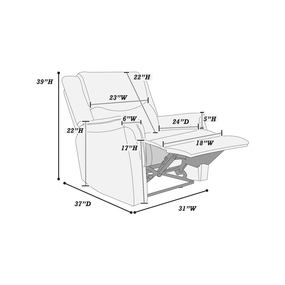Manual Recliner With Upholstered Seat And Backrest Supportive Headrest