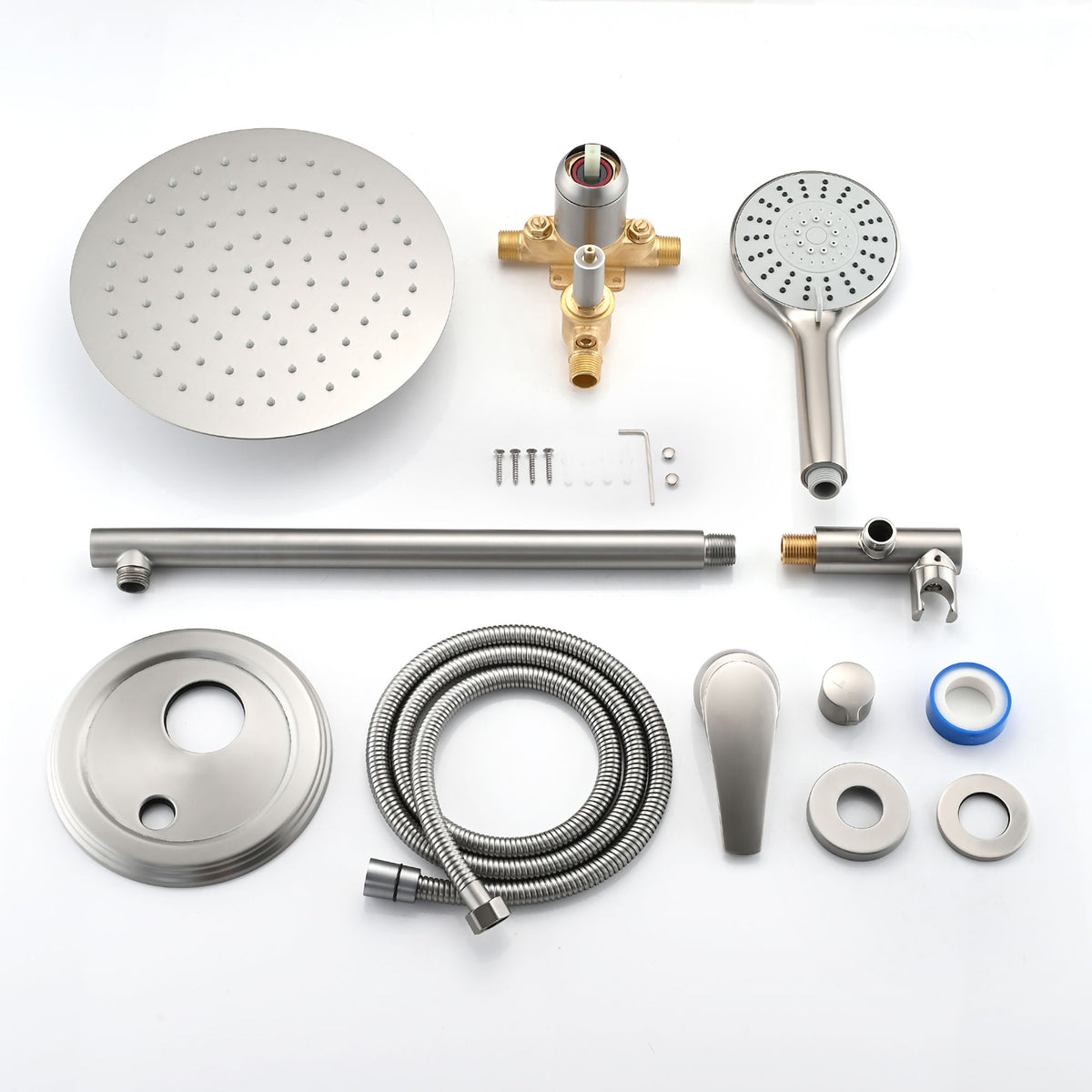 Wall Mounted Shower Set With High Pressure 10" Rain Shower Head And 5 Function Handheld Shower Head