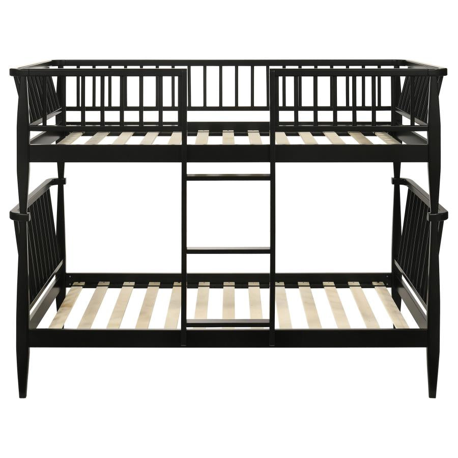 Abram Windsor Twin Over Twin Wood Bunk Bed with Ladder Black - 460061BLKT