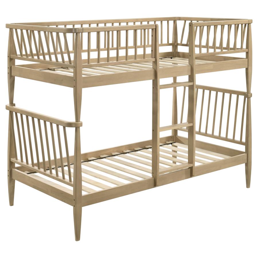 Abram Windsor Twin Over Twin Wood Bunk Bed with Ladder Almond - 460061T